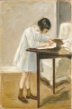 テーブルに座る芸術家の孫娘 1923年 マックス・リーバーマン ドイツ印象派